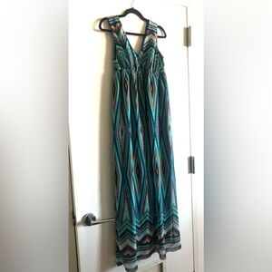 CYNTHIA ROWLEY NEW YORK Womans MULTI-STRIPED V-NECK LINED MAXI DRESS Size 6